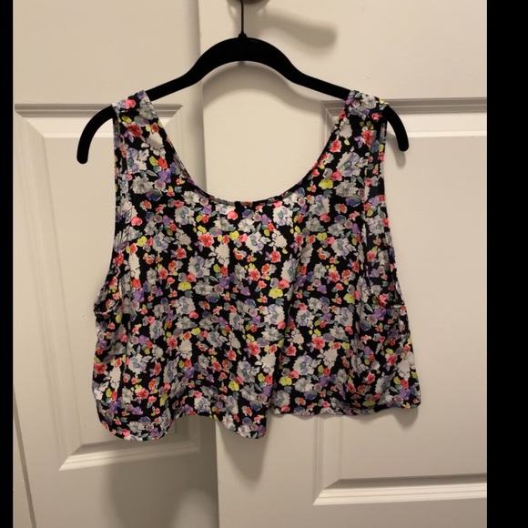 AQUA FLORAL CROPPED TANK - Picture 2 of 2
